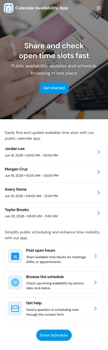 Calendar Availability App Template