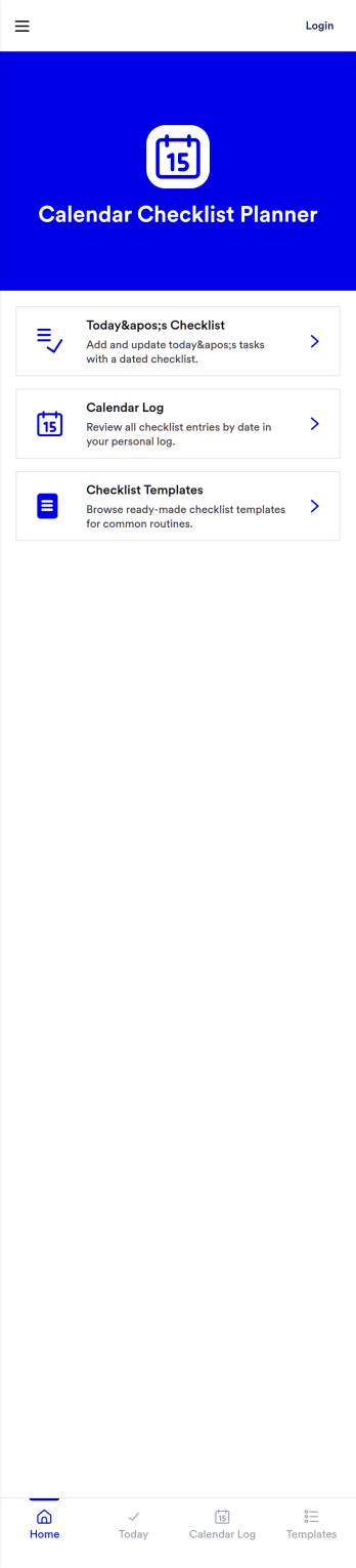 Calendar Checklist Planner App Template