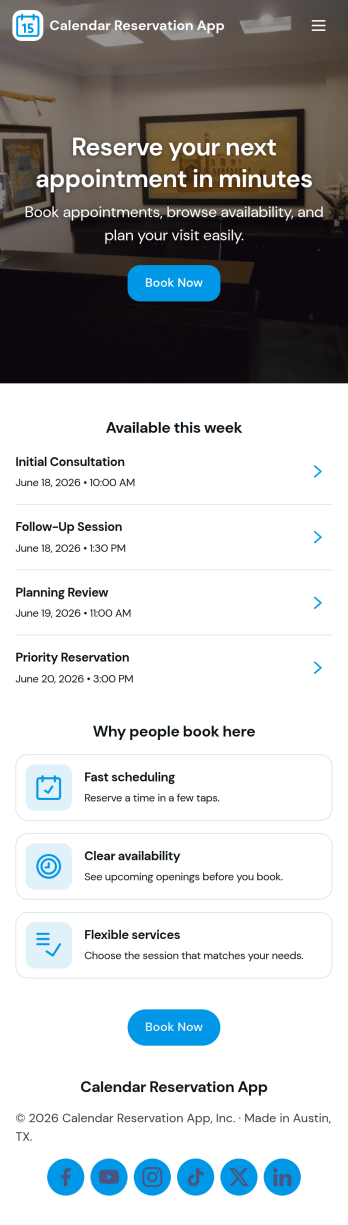 Calendar Reservation App Template
