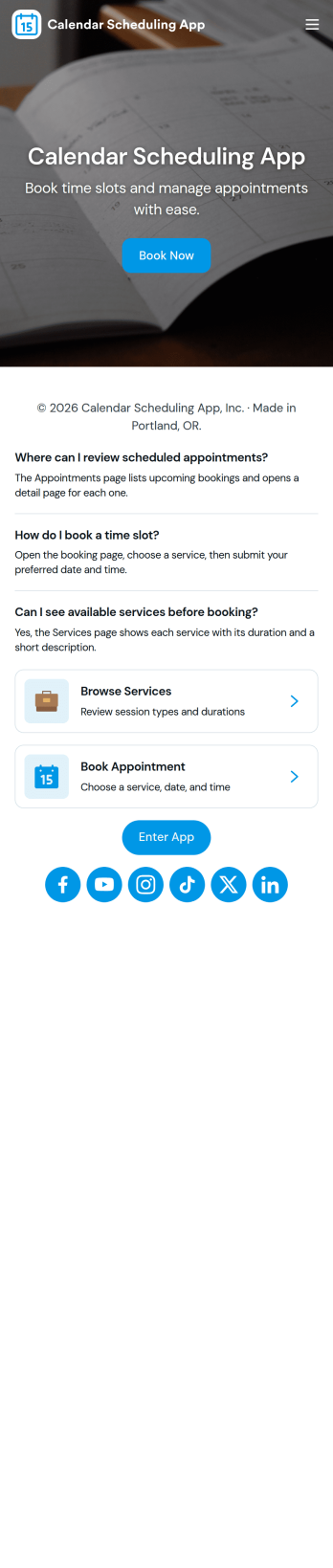 Calendar Scheduling App Template