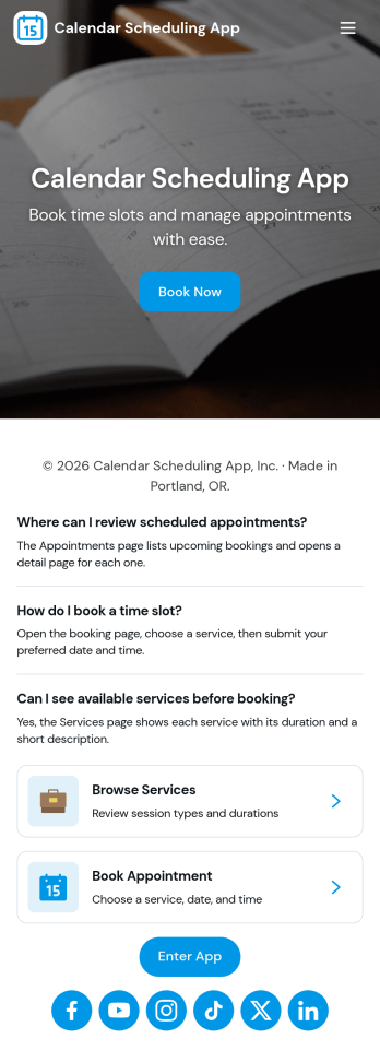 Calendar Scheduling App Template
