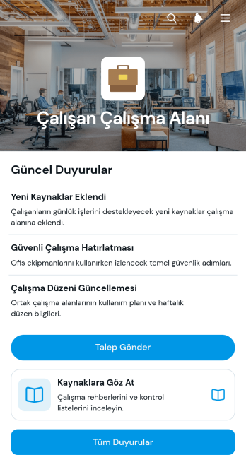 Çalışan Çalışma Alanı Uygulama Șablonu