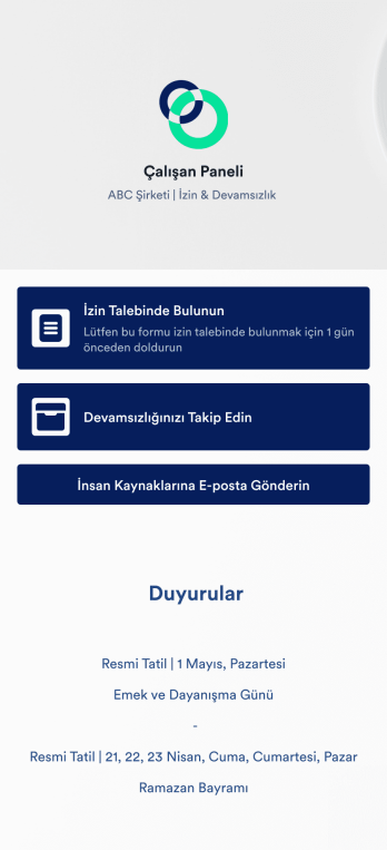 Çalışan Devamsızlık Takibi Uygulaması Template