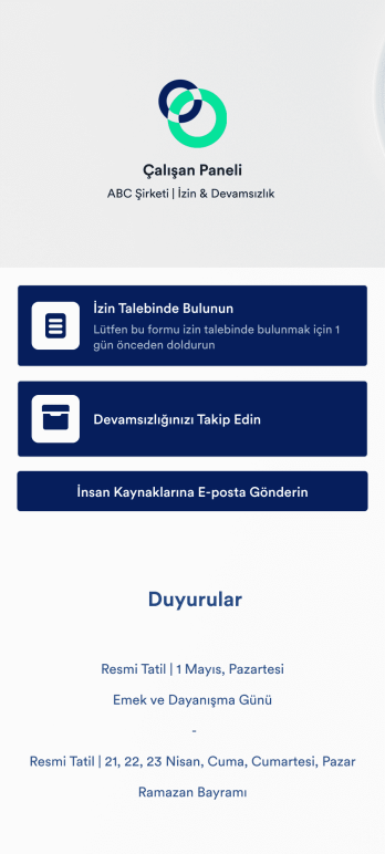 Çalışan Devamsızlık Takibi Uygulama Șablonu