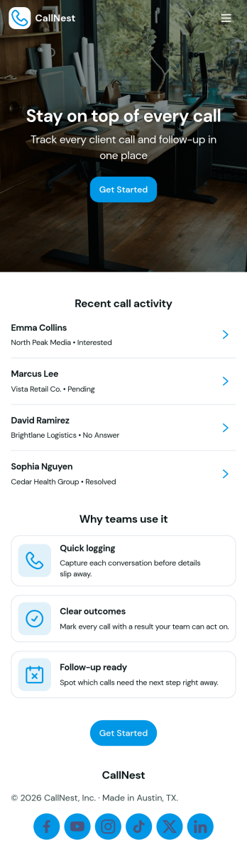 Call Tracker App Template