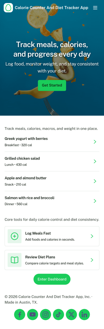 Calorie Counter and Diet Tracker App Template