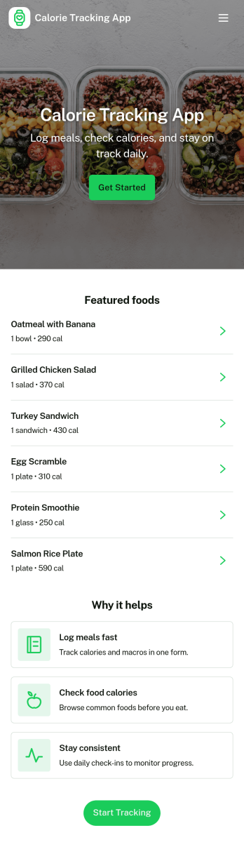 Calorie Tracking App Template