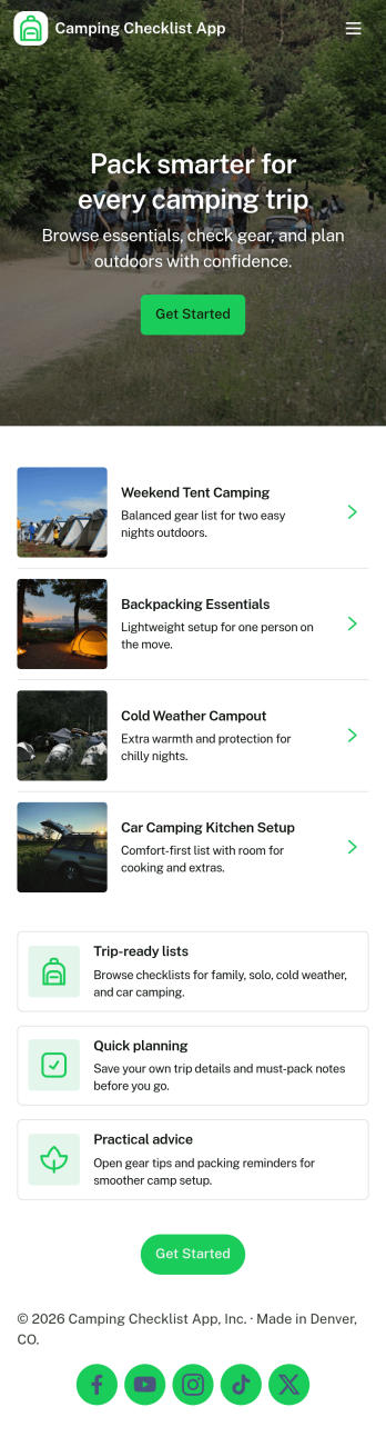 Camping Checklist App Template
