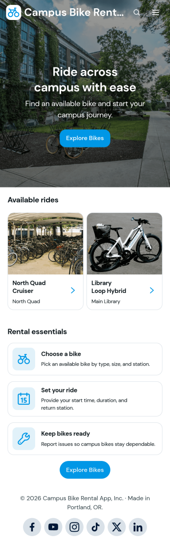 Campus Bike Rental App Template