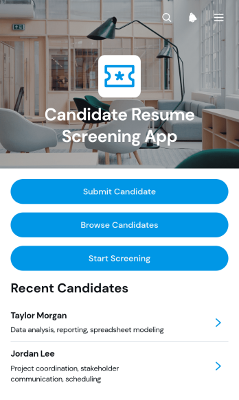 Candidate Resume Screening App Template