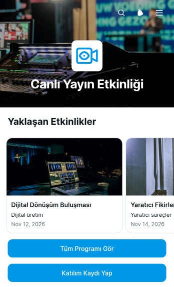 Canlı Yayın Etkinlik Uygulama Șablonu