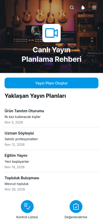 Canlı Yayın Planlama Rehberi Uygulama Șablonu