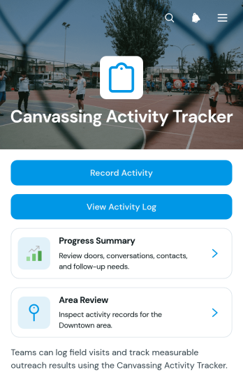 Canvassing Activity Tracker App Template