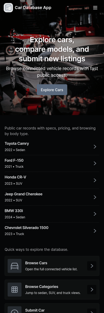 Car Database App Template