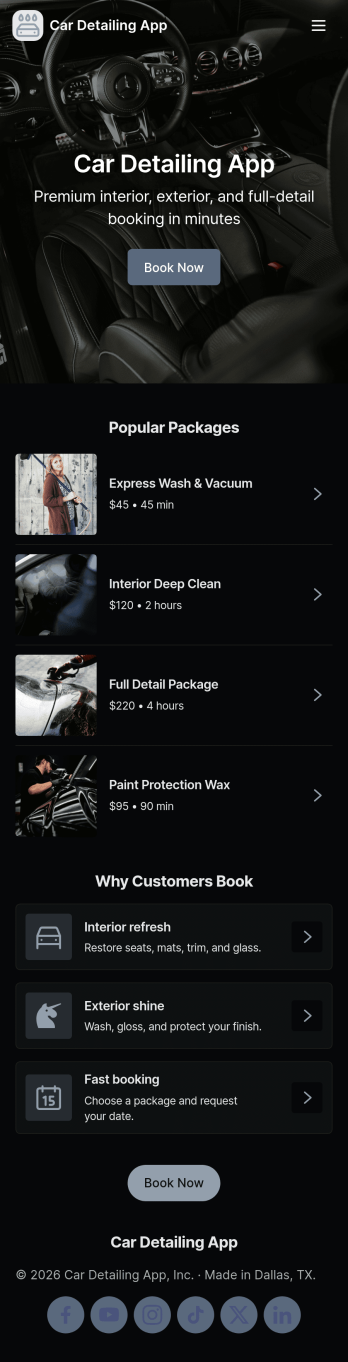 Car Detailing App Template