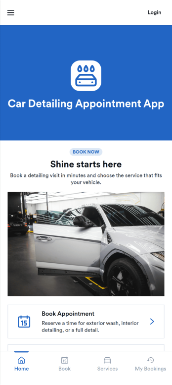 Car Detailing Appointment App Template