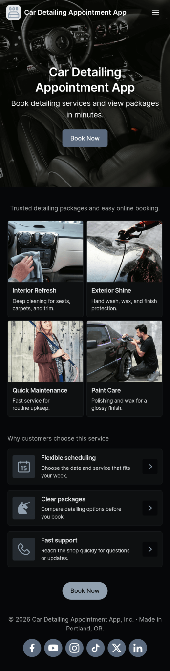 Car Detailing Appointment App Template