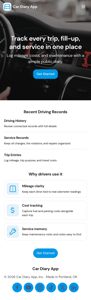 Car Diary App Template