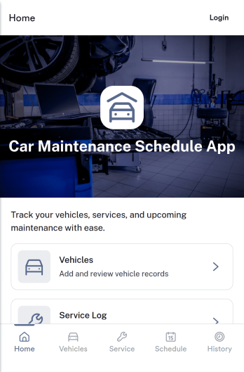Car Maintenance Schedule App Template