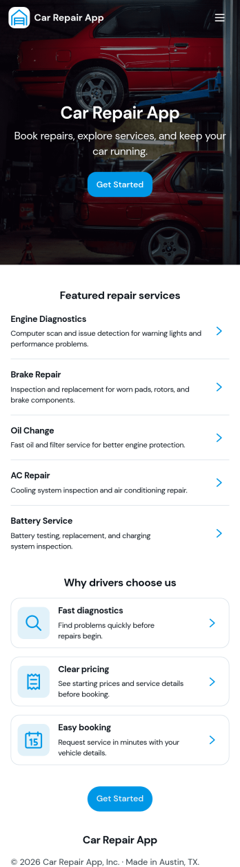 Car Repair App Template