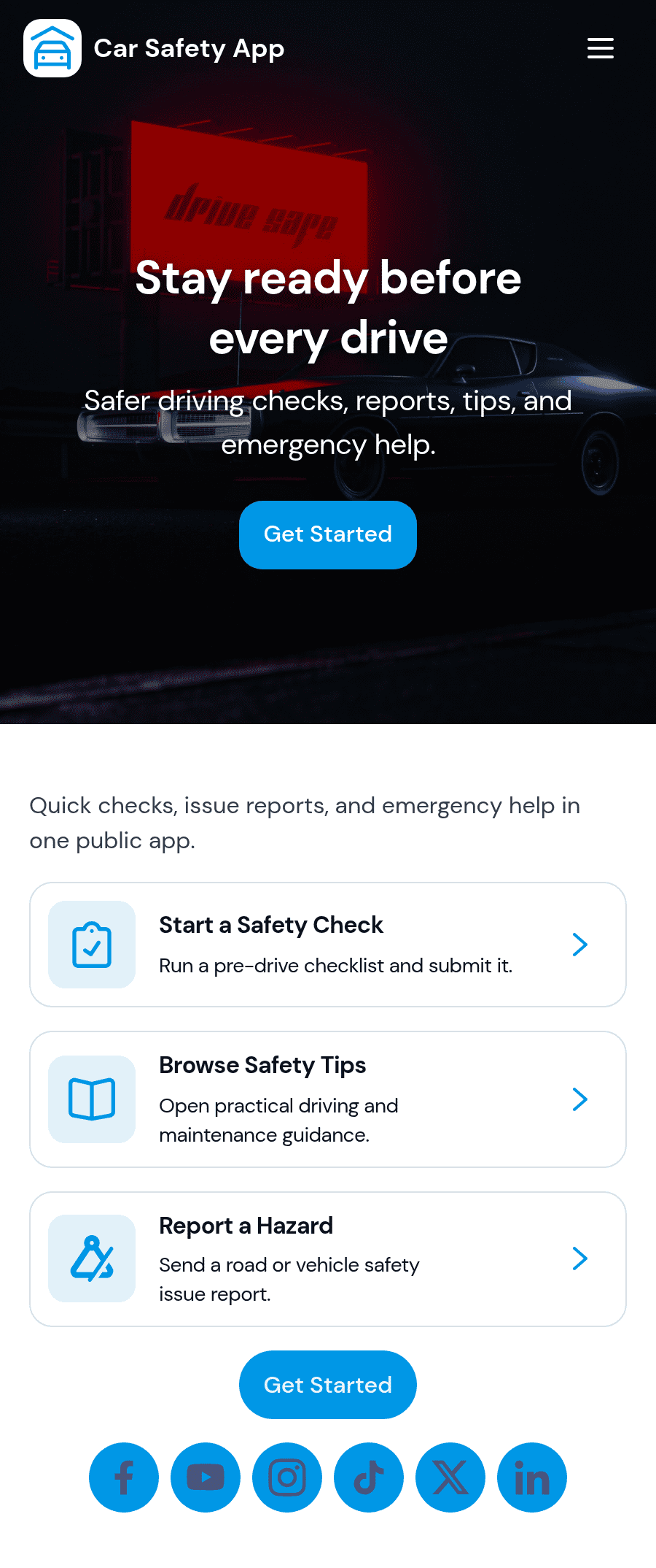 Car Safety App Template | Jotform
