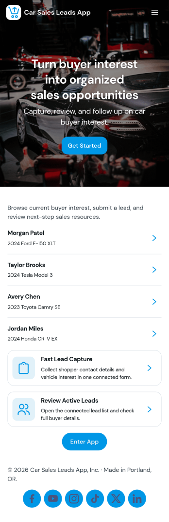 Car Sales Leads App Template