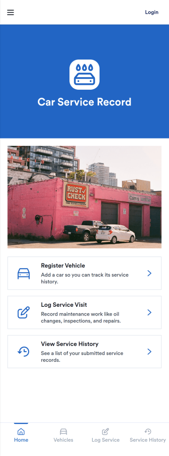 Car Service Record App Template