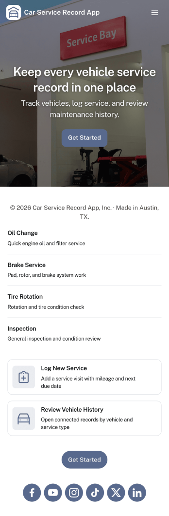 Car Service Record App Template