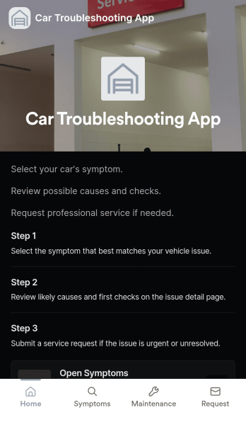 Car Troubleshooting App Template