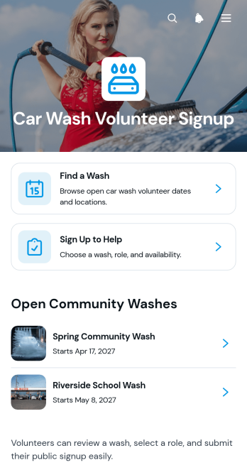 Car Wash Volunteer Signup App Template