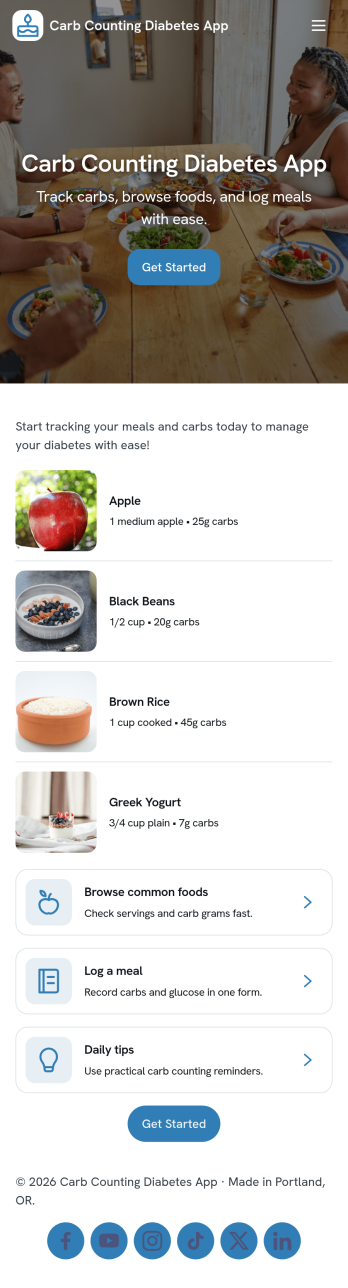 Carb Counting Diabetes App Template