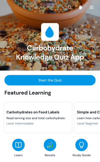 Carbohydrate Knowledge Quiz App Template