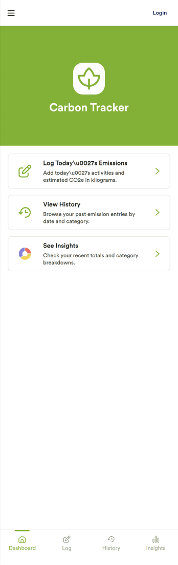 Carbon Tracker App Template