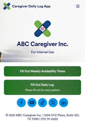 Customizable Caregiver Daily Log App