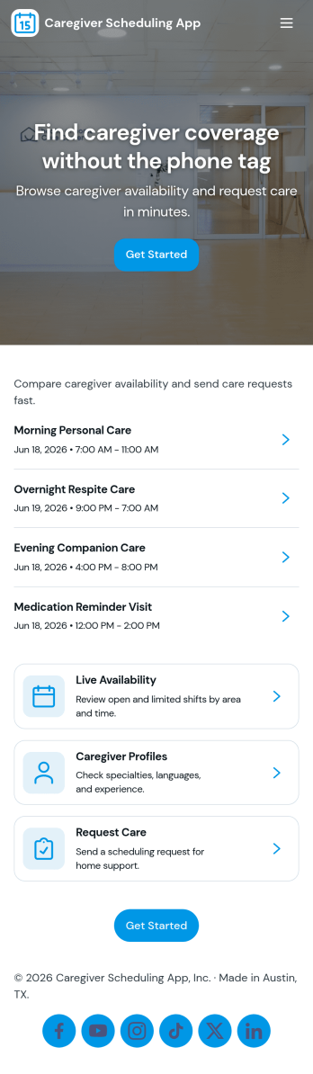 Caregiver Scheduling App Template