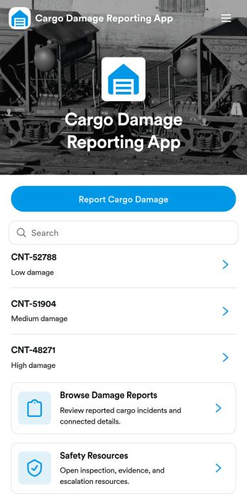 Cargo Damage Reporting App Template
