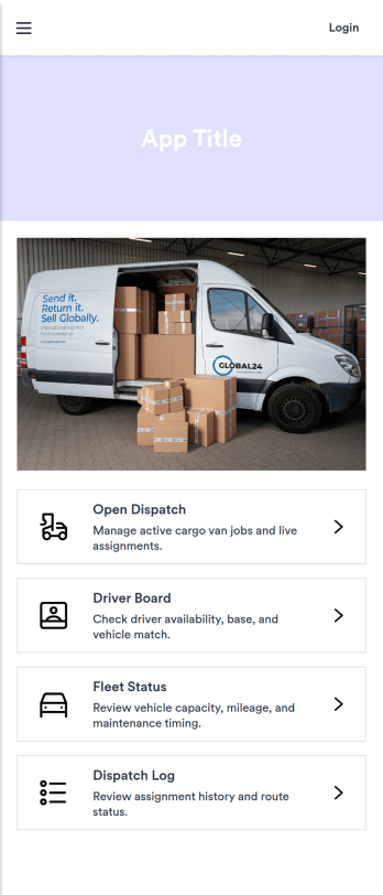 Cargo Van Dispatch App Template