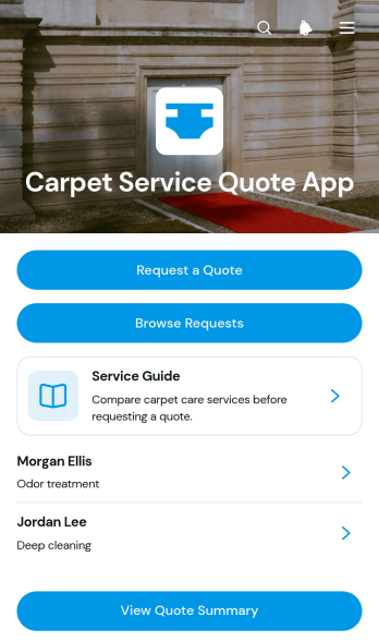 Carpet Service Quote App Template