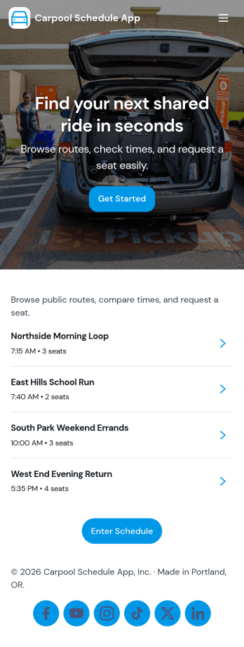 Carpool Schedule App Template