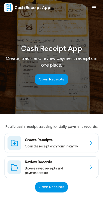 Cash Receipt App Template