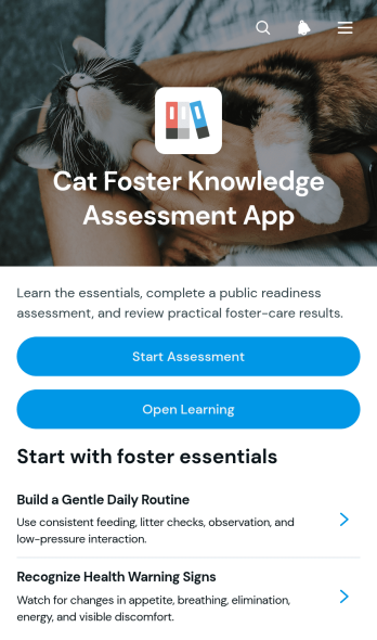 Cat Foster Knowledge Assessment App Template