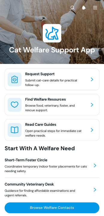 Cat Welfare Support App Template