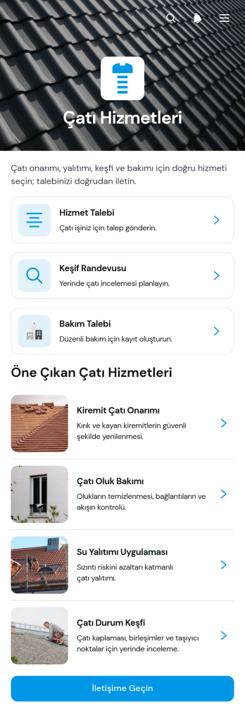 Çatı Hizmeti Uygulama Șablonu