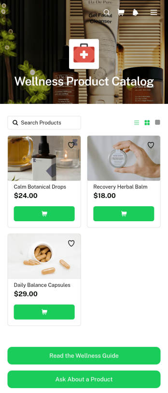 CBD Wellness Product Catalog App Template