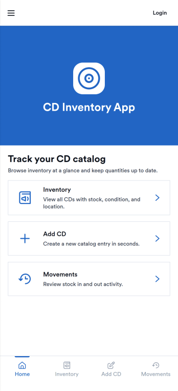 CD Inventory App Template