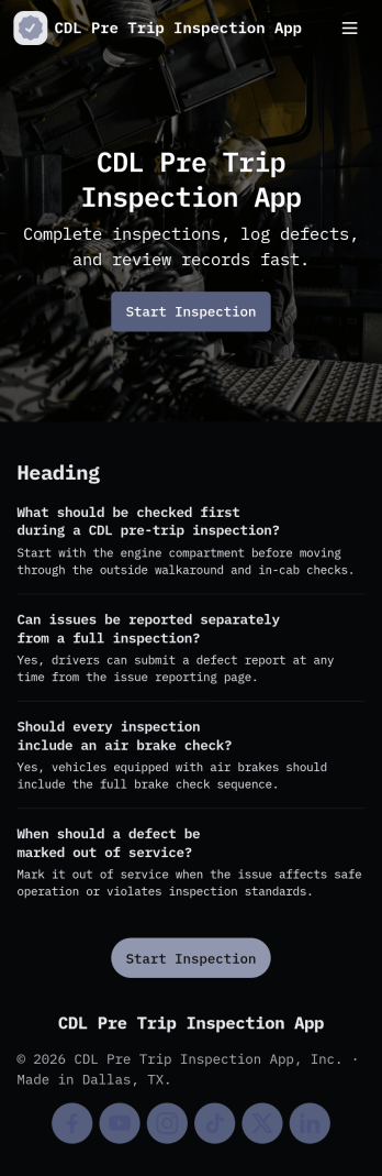 Cdl Pre Trip Inspection App Template