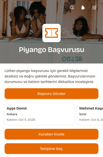 Çekiliş Katılım Uygulama Șablonu