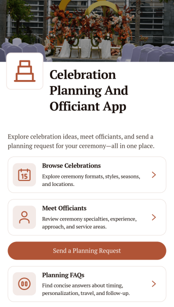 Celebration Planning And Officiant App Template