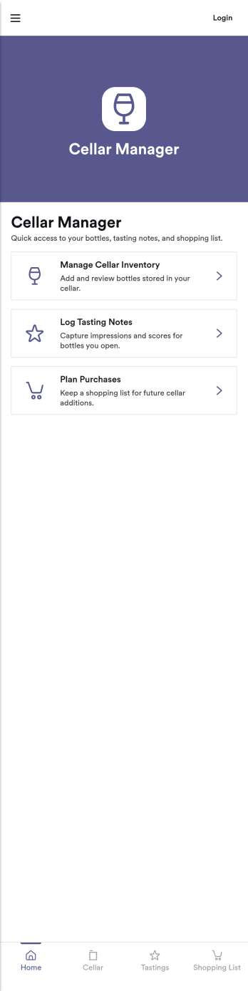 Cellar Management App Template