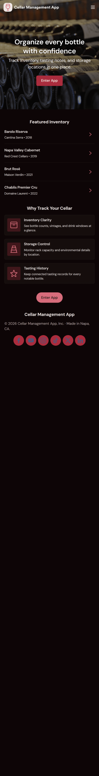 Cellar Management App Template